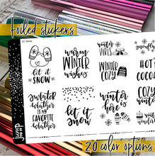 Load image into Gallery viewer, Foil Planner Stickers - WINTER QUOTE full boxes - Erin Condren Happy Planner Big Mini B6 Hobo