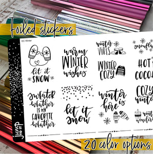 Foil Planner Stickers - WINTER QUOTE full boxes - Erin Condren Happy Planner Big Mini B6 Hobo