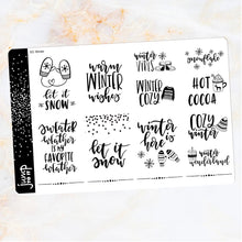 Load image into Gallery viewer, Foil Planner Stickers - WINTER QUOTE full boxes - Erin Condren Happy Planner Big Mini B6 Hobo