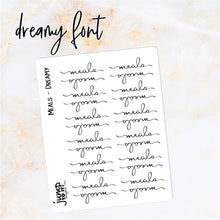 Load image into Gallery viewer, Foil Planner Stickers - MEALS text - Erin Condren Happy Planner B6 Hobo - dinner meal prep