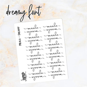 Foil Planner Stickers - MEALS text - Erin Condren Happy Planner B6 Hobo - dinner meal prep