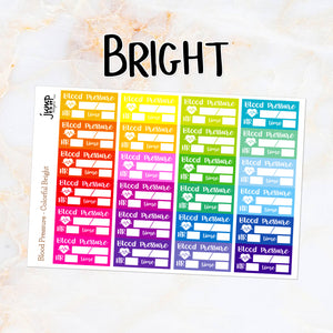 Blood Pressure Colorful Bright & Pastel planner stickers           (R-102+)