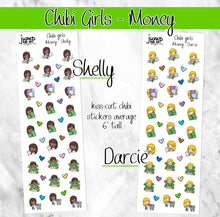 Load image into Gallery viewer, MONEY Chibi Girls planner stickers-  Bills shopping financial