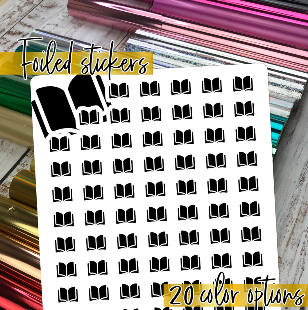 Foil Planner Stickers - BOOKS icon - Erin Condren Happy Planner B6 Hobo - reading school