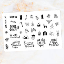 Load image into Gallery viewer, Foil Planner Stickers - WINTER/CHRISTMAS icons &amp; quotes - Erin Condren Happy Planner Big Mini B6 Hobo