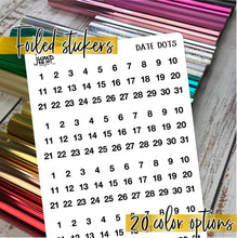 Load image into Gallery viewer, Foil Planner Stickers - DATE DOTS - Erin Condren Happy Planner B6 Hobo - month days