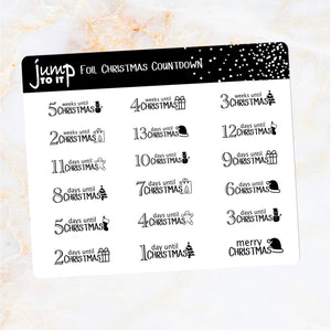 Foil Planner Stickers - Christmas Countdown - Erin Condren Happy Planner B6 Hobo - winter activities