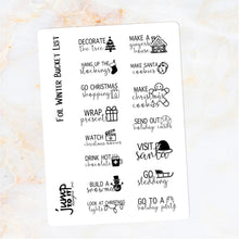 Load image into Gallery viewer, Foil - WINTER / CHRISTMAS Bucket List planner stickers - Erin Condren Happy Planner B6 Hobo - winter activities