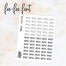 Load image into Gallery viewer, Foil Planner Stickers - MEALS text - Erin Condren Happy Planner B6 Hobo - dinner meal prep