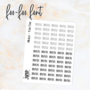 Foil Planner Stickers - MEALS text - Erin Condren Happy Planner B6 Hobo - dinner meal prep