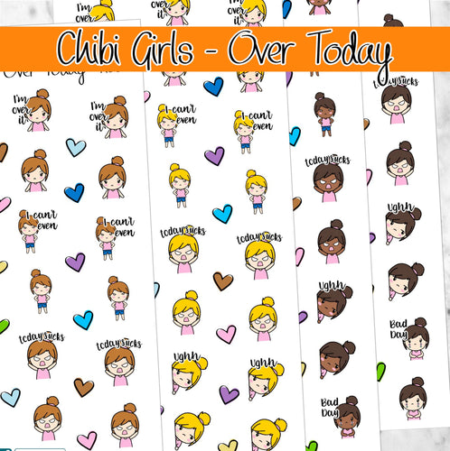 OVER TODAY Chibi Girls planner stickers           (S-107-5+)