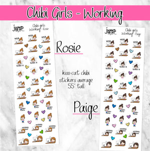 WORK Chibi Girls planner stickers        (S-107-8+)