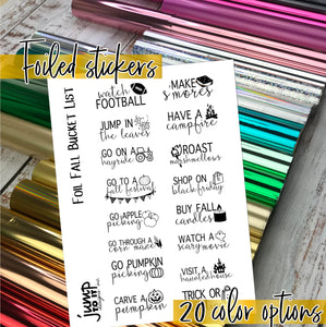 Foil - Fall Bucket List planner stickers - Erin Condren Happy Planner B6 Hobo - fall autumn activities