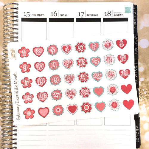 February Days of the Month stickers               (S-100-2)