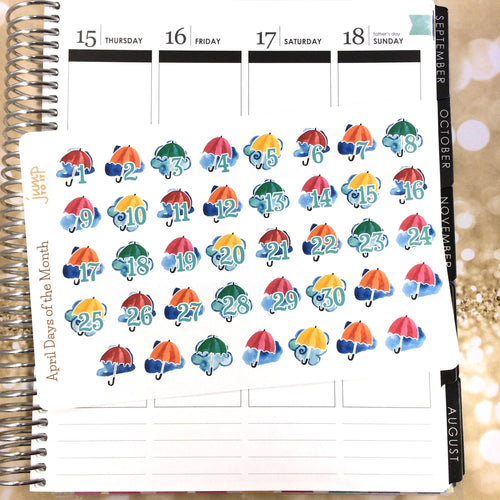 April Days of the Month / Countdown stickers       (S-100-4)