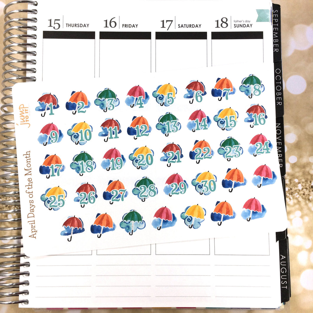 April Days of the Month / Countdown stickers       (S-100-4)