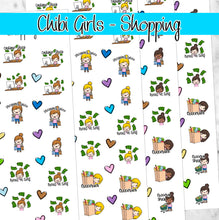 Load image into Gallery viewer, SHOPPING Chibi Girls planner stickers               (S-107-6+)