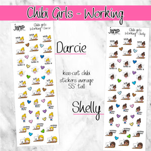 WORK Chibi Girls planner stickers        (S-107-8+)