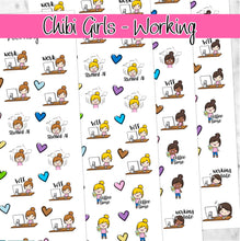 Load image into Gallery viewer, WORK Chibi Girls planner stickers        (S-107-8+)