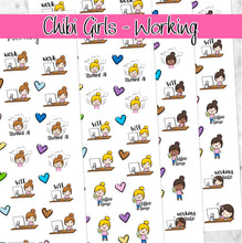 Load image into Gallery viewer, WORK Chibi Girls planner stickers        (S-107-8+)