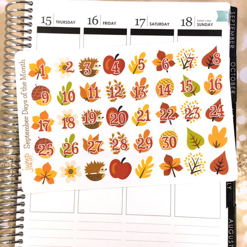 September Days of the Month / Countdown stickers               (S-100-9)