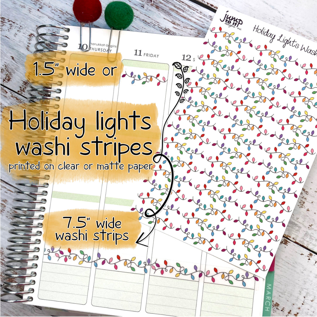 Holiday Lights washi strips  - for Erin Condren Happy Planner Hobonichi - christmas