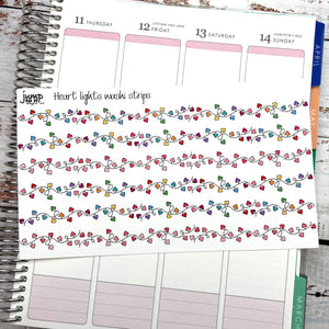 Heart Lights washi strips  - for Erin Condren Happy Planner Hobonichi - valentine love