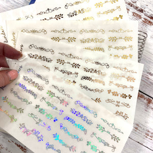 Foil FLORAL DIVIDERS - Planner Stickers Erin Condren Happy Planner Plum Planner