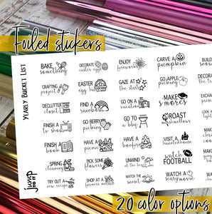 Foil Planner Stickers - Yearly Bucket List - Erin Condren Happy Planner B6 Hobo - celebration