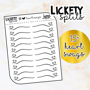 Foil - Lickety Splits - 1.5&quot; HEART SWAGS - planner stickers Erin Condren Happy Planner B6 Hobo -chores