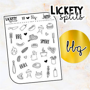 Foil - Lickety Splits - BBQ - planner stickers Erin Condren Happy Planner B6 Hobo - house chores