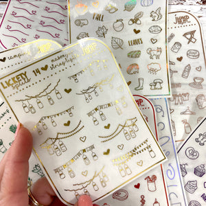 Foil - Lickety Splits - MASON JAR LIGHTS - planner stickers Erin Condren Happy Planner B6 Hobo -chores