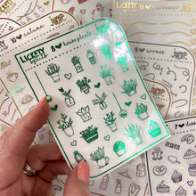 Load image into Gallery viewer, Foil - Lickety Splits - HOUSE PLANTS - planner stickers Erin Condren Happy Planner B6 Hobo - house chores