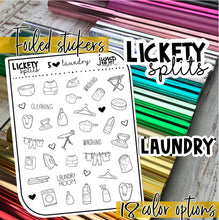 Load image into Gallery viewer, Foil - Lickety Splits - LAUNDRY - planner stickers Erin Condren Happy Planner B6 Hobo - house chores