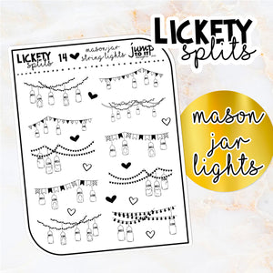Foil - Lickety Splits - MASON JAR LIGHTS - planner stickers Erin Condren Happy Planner B6 Hobo -chores