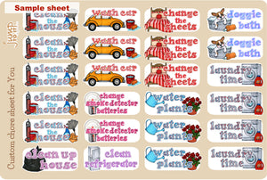 Household Chores stickers - Customized sheets! Over 50 choices       (R-105)