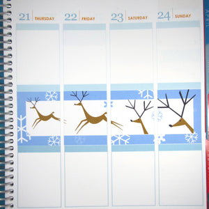 Reindeer Scene full box stickers - for Erin Condren Planner - snow christmas december january holiday santa