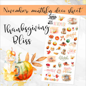 November Thanksgiving Bliss Deco sheet - planner stickers          (S-109-11)