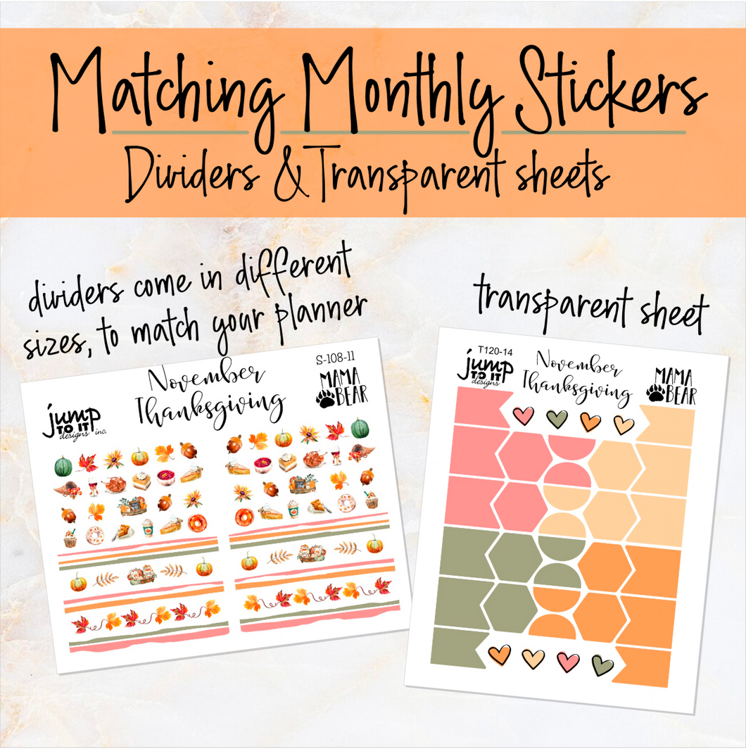 November Thanksgiving Bliss Matching Dividers & Transparent sheets      (S108-11+  T120-14)