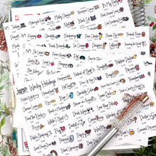 Load image into Gallery viewer, Wacky Holiday stickers w/ Icons - 4 sheets        (S-115-3)