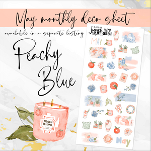 May Peachy Blue FOILED monthly - Hobonichi Cousin A5 personal planner